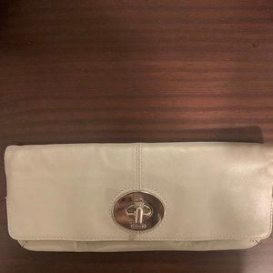 Coach Leather Light Gray Clutch